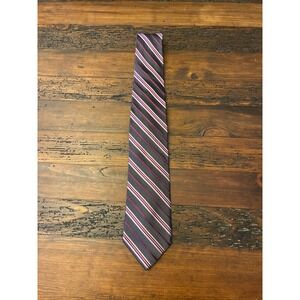 Geoffrey Beene Magenta & Gray Silk Tie
